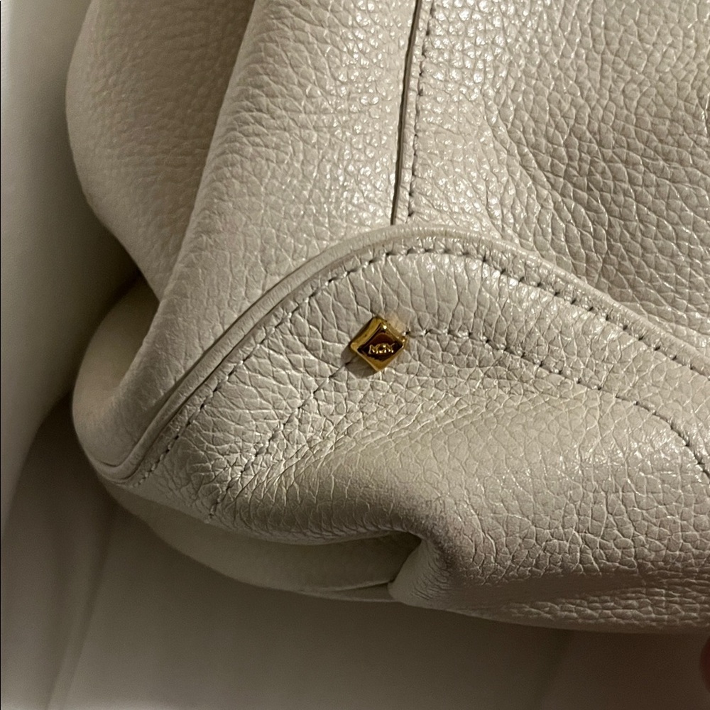 MCM Cream Leather Drawstring Tassel Shoulder Bag - Picture 6 of 14